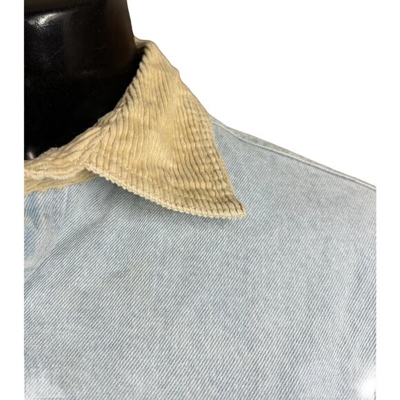 Urban Outfitters BDG Denim Jean Jacket Shacket Light Wash Lined Corduroy Collar - Picture 12 of 15